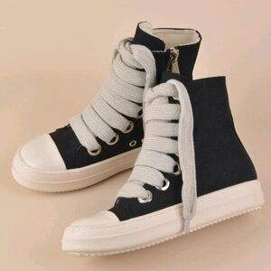 Stylish Black and White High-Top Sneakers